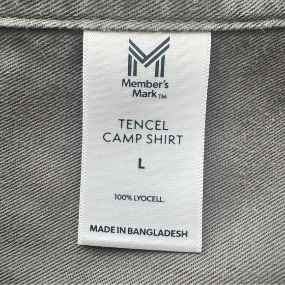 Member’s Mark Olive Green Tencel Cuffed Sleeve Buttoned Camp Shirt Size Large - Picture 6 of 9